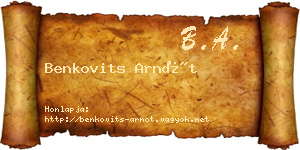Benkovits Arnót névjegykártya